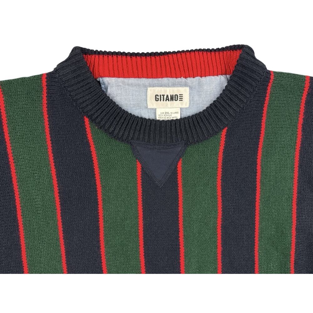 Vtg 80’s 90’s Sweater Men's Multicolored Striped Classic Crewneck Pullover 3XL - Picture 4 of 10